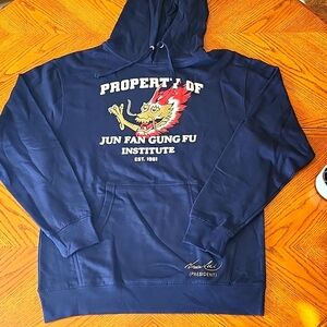 Bruce Lee Pullover Hoodie Navy size Medium Martial Arts